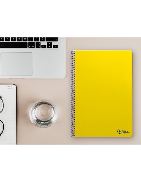 Cuaderno espiral liderpapel a4 smart tapa blanda 80h 75gr pauta 3,5mm con margen color amarillo