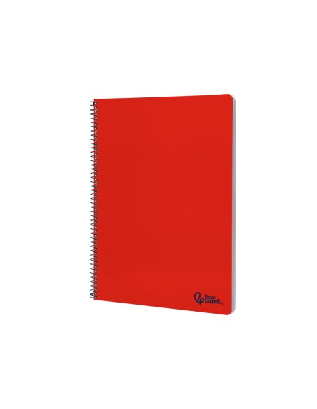 Cuaderno espiral liderpapel a4 smart tapa blanda 80h 75gr pauta 2,5mm con margen color rojo
