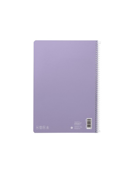 Cuaderno espiral liderpapel a4 smart tapa blanda 80h 75gr cuadro 4mm con margen color violeta