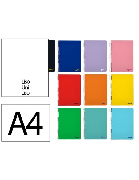Cuaderno espiral liderpapel a4 smart tapa blanda 80h 75gr liso sin margen colores surtidos
