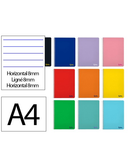 Cuaderno espiral liderpapel a4 smart tapa blanda 80h 75gr horizontal 8mm con margen colores surtidos