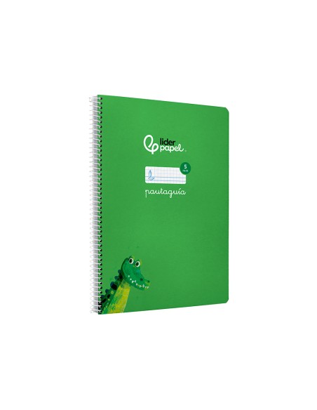 Cuaderno espiral liderpapel a4 pautaguia tapa blanda 80h 75gr cuadro pautado 5mm color verde