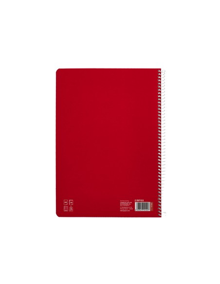 Cuaderno espiral liderpapel a4 pautaguia tapa blanda 80h 75gr cuadro pautado 5mm color rojo