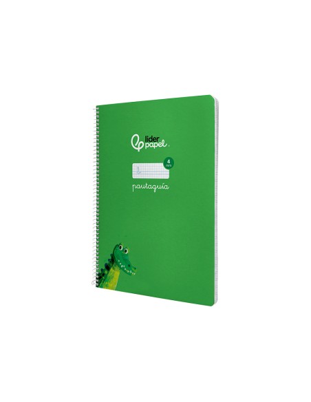 Cuaderno espiral liderpapel a4 pautaguia tapa blanda 80h 75gr cuadro pautado 4mm color verde