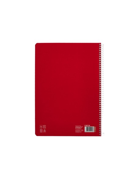 Cuaderno espiral liderpapel a4 pautaguia tapa blanda 80h 75gr cuadro pautado 4mm color rojo