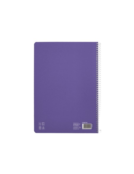 Cuaderno espiral liderpapel a4 pautaguia tapa blanda 80h 75gr cuadro pautado 4mm color lila