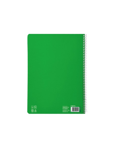 Cuaderno espiral liderpapel a4 pautaguia tapa blanda 80h 75gr cuadro pautado 3mm color verde