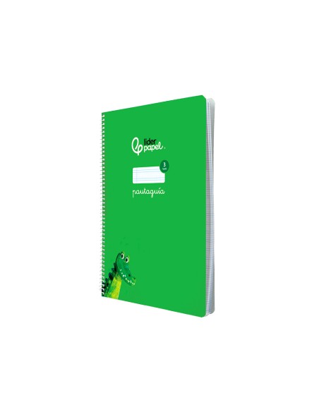 Cuaderno espiral liderpapel a4 pautaguia tapa blanda 80h 75gr cuadro pautado 3mm color verde