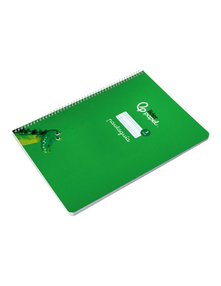 Cuaderno espiral liderpapel a4 pautaguia tapa blanda 80h 75gr cuadro pautado 3mm color verde