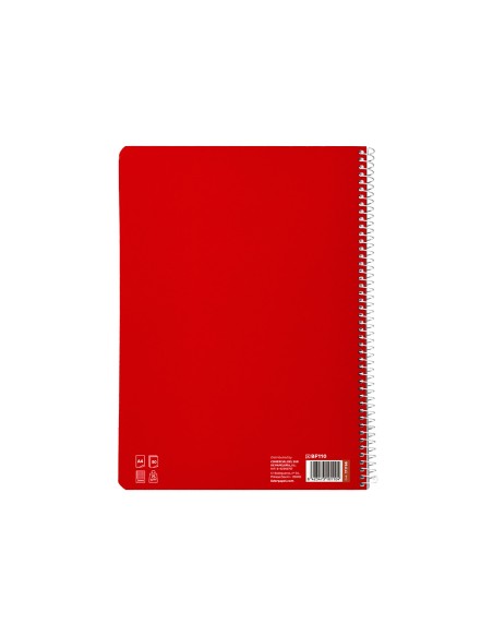Cuaderno espiral liderpapel a4 pautaguia tapa blanda 80h 75gr cuadro pautado 3mm color rojo
