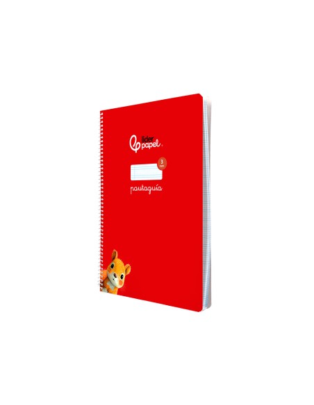 Cuaderno espiral liderpapel a4 pautaguia tapa blanda 80h 75gr cuadro pautado 3mm color rojo