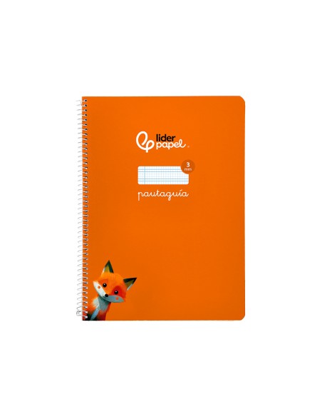 Cuaderno espiral liderpapel a4 pautaguia tapa blanda 80h 75gr cuadro pautado 3mm color naranja