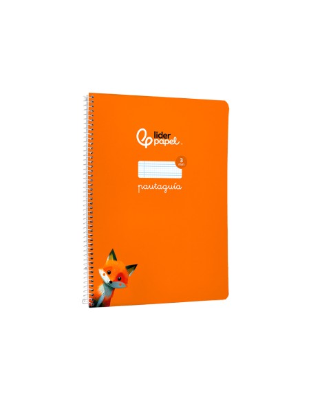 Cuaderno espiral liderpapel a4 pautaguia tapa blanda 80h 75gr cuadro pautado 3mm color naranja