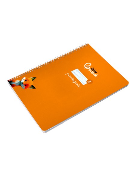 Cuaderno espiral liderpapel a4 pautaguia tapa blanda 80h 75gr cuadro pautado 3mm color naranja