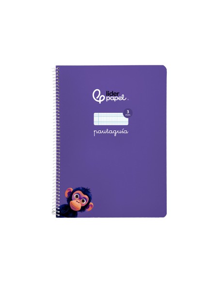 Cuaderno espiral liderpapel a4 pautaguia tapa blanda 80h 75gr cuadro pautado 3mm color lila