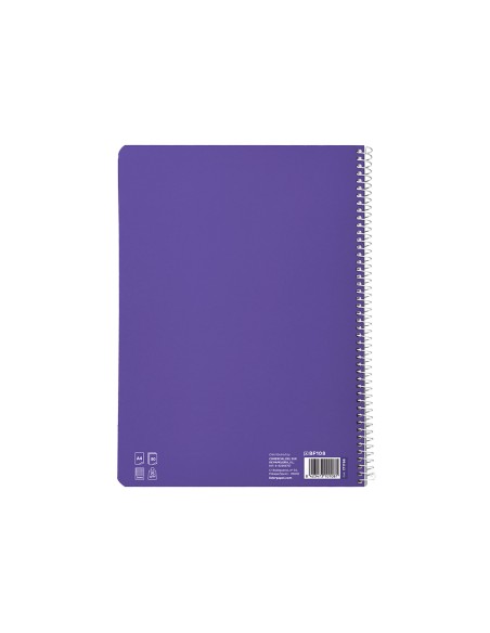 Cuaderno espiral liderpapel a4 pautaguia tapa blanda 80h 75gr cuadro pautado 3mm color lila