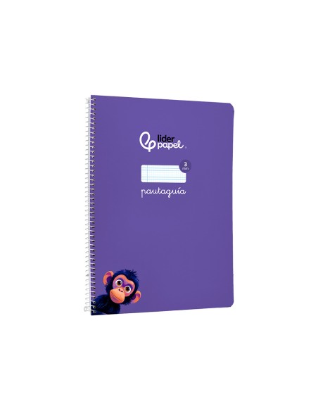 Cuaderno espiral liderpapel a4 pautaguia tapa blanda 80h 75gr cuadro pautado 3mm color lila