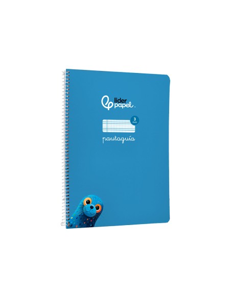 Cuaderno espiral liderpapel a4 pautaguia tapa blanda 80h 75gr cuadro pautado 3mm color azul