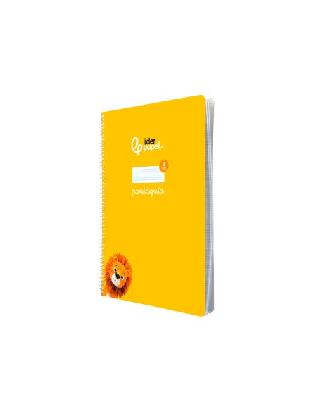 Cuaderno espiral liderpapel a4 pautaguia tapa blanda 80h 75gr cuadro pautado 3mm color amarillo