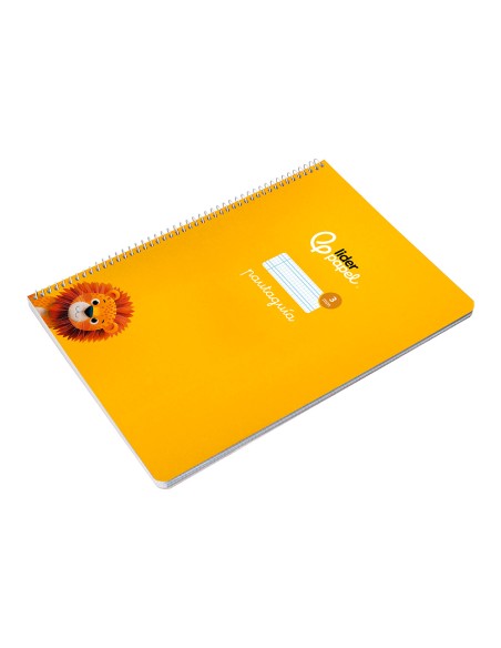 Cuaderno espiral liderpapel a4 pautaguia tapa blanda 80h 75gr cuadro pautado 3mm color amarillo