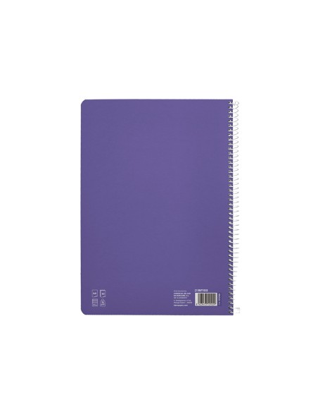 Cuaderno espiral liderpapel a4 pautaguia tapa blanda 80h 75gr cuadro pautado 2,5mm color lila