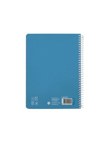 Cuaderno espiral liderpapel a5 pautaguia tapa dura 80h 90 gr cuadro pautado 5mm color azul