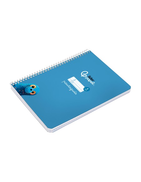 Cuaderno espiral liderpapel a5 pautaguia tapa dura 80h 90 gr cuadro pautado 5mm color azul