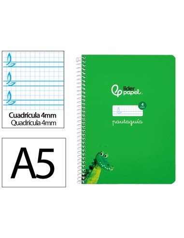 Cuaderno espiral liderpapel a5 pautaguia tapa...