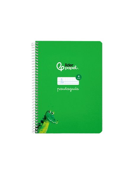 Cuaderno espiral liderpapel a5 pautaguia tapa dura 80h 90gr cuadro pautado 4mm color verde