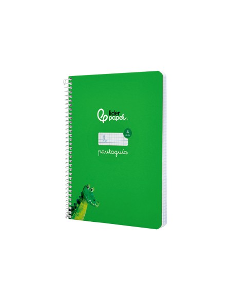 Cuaderno espiral liderpapel a5 pautaguia tapa dura 80h 90gr cuadro pautado 4mm color verde