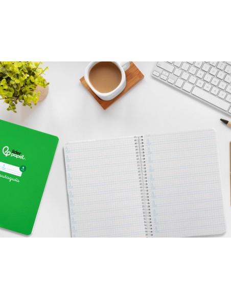 Cuaderno espiral liderpapel a5 pautaguia tapa dura 80h 90gr cuadro pautado 4mm color verde