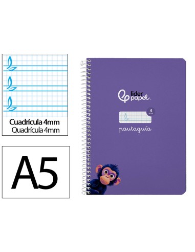 Cuaderno espiral liderpapel a5 pautaguia tapa...