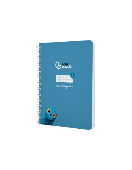 Cuaderno espiral liderpapel a5 pautaguia tapa dura 80h 90 gr cuadro pautado 4mm color azul