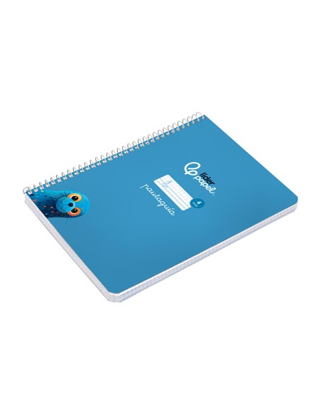 Cuaderno espiral liderpapel a5 pautaguia tapa dura 80h 90 gr cuadro pautado 4mm color azul