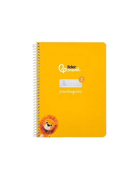 Cuaderno espiral liderpapel a5 pautaguia tapa dura 80h 90gr cuadro pautado 4mm color amarillo