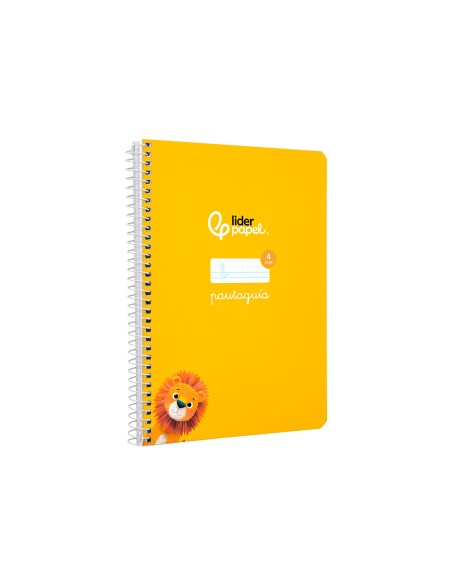 Cuaderno espiral liderpapel a5 pautaguia tapa dura 80h 90gr cuadro pautado 4mm color amarillo