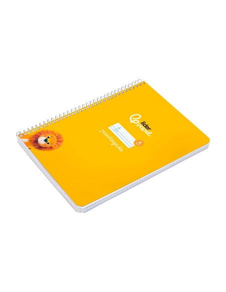Cuaderno espiral liderpapel a5 pautaguia tapa dura 80h 90gr cuadro pautado 4mm color amarillo
