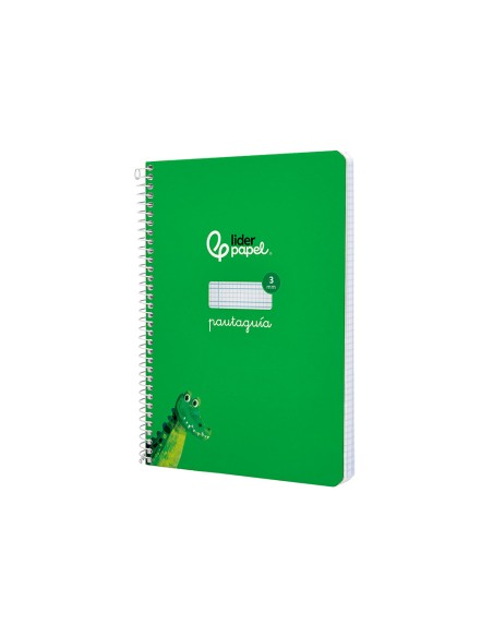Cuaderno espiral liderpapel a5 pautaguia tapa dura 80h 90 gr cuadro pautado 3mm color verde