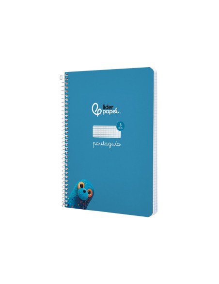 Cuaderno espiral liderpapel a5 pautaguia tapa dura 80h 90gr cuadro pautado 3mm color azul