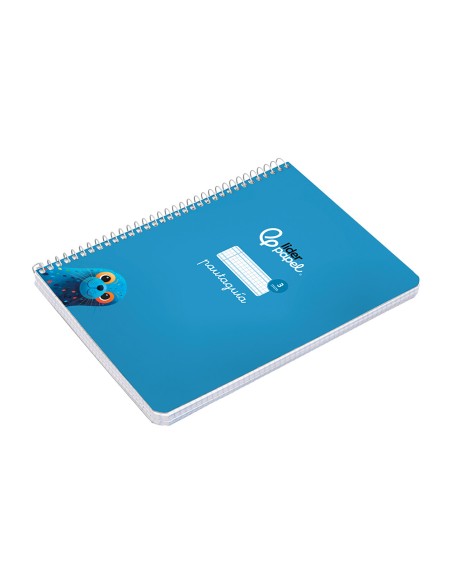 Cuaderno espiral liderpapel a5 pautaguia tapa dura 80h 90gr cuadro pautado 3mm color azul