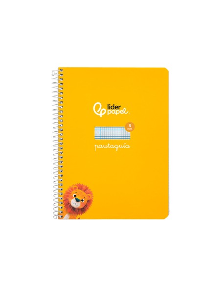 Cuaderno espiral liderpapel a5 pautaguia tapa dura 80h 90gr cuadro pautado 3mm color amarillo