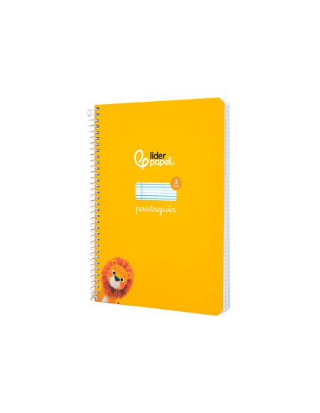 Cuaderno espiral liderpapel a5 pautaguia tapa dura 80h 90gr cuadro pautado 3mm color amarillo