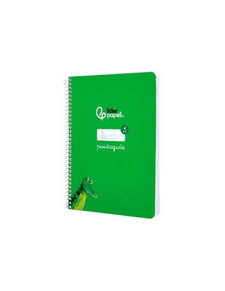 Cuaderno espiral liderpapel a5 pautaguia tapa blanda 40h 75gr cuadro pautado 4mm color verde