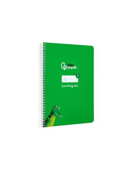 Cuaderno espiral liderpapel a5 pautaguia tapa blanda 40h 75gr cuadro pautado 4mm color verde