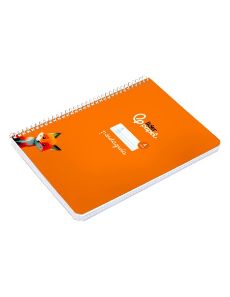 Cuaderno espiral liderpapel a5 pautaguia tapa blanda 40h 75gr cuadro pautado 4mm color naranja