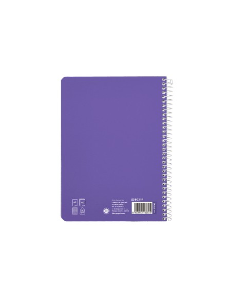 Cuaderno espiral liderpapel a5 pautaguia tapa blanda 40h 75gr cuadro pautado 4mm color lila