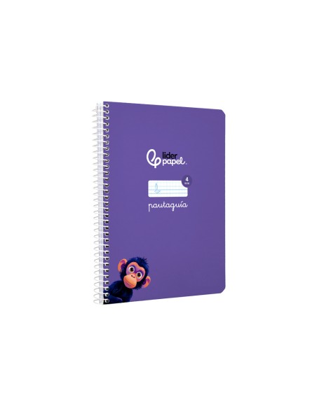 Cuaderno espiral liderpapel a5 pautaguia tapa blanda 40h 75gr cuadro pautado 4mm color lila