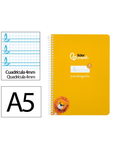 Cuaderno espiral liderpapel a5 pautaguia tapa...