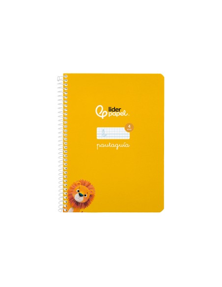 Cuaderno espiral liderpapel a5 pautaguia tapa blanda 40h 75gr cuadro pautado 4mm color amarillo