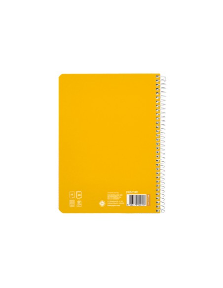 Cuaderno espiral liderpapel a5 pautaguia tapa blanda 40h 75gr cuadro pautado 4mm color amarillo